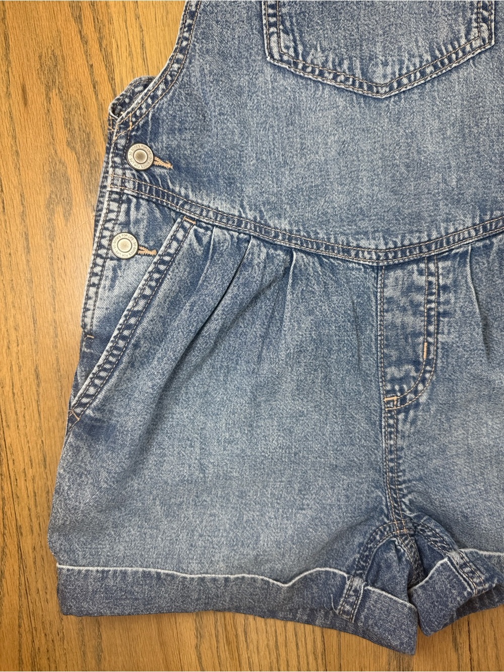 SO Girls' Blue Denim Shortall Pleated Overalls Size 10 - Picture 4 of 12